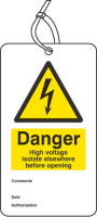 Danger high voltage isolate elsewhere D/S tag pk of 10