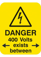 Danger 415 volts  Sheet of 25 labels 40x50mm