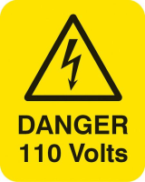 Danger 110 volts Sheet of 25 labels 40x50mm