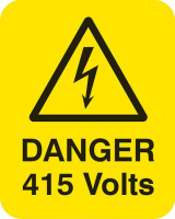 Danger 415 volts Sheet of 25 labels 40x50mm