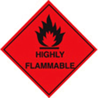 100 S/A labels 100x100mm highly flammable