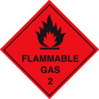 100 S/A labels 100x100mm flammable gas 2