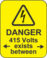 Danger 415 volts  roll of 100 labels 40x50mm