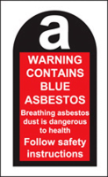 100 S/A labels 27x50mm contains blue asbestos