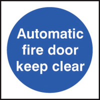 100 S/A labels 100x100mm auto fire door keep clear