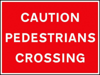 Caution pedestrians crossing