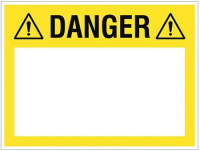 Danger (write your message), 450x600mm rigid PVC with wipe clean over laminate