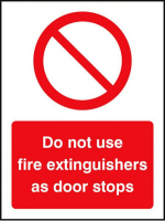 Do not use fire extinguishers as door stops