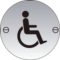 Disabled symbol 76mm dia stainless steel sign