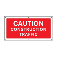 Caution Construction Traffic - Banner with Eyelets