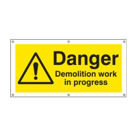 Danger Demolition Work in Progress - Banner with Eyelets