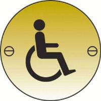 Disabled symbol 76mm dia brass sign