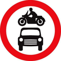 Motor vehicles prohibited class RA1 600mm