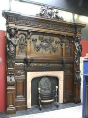 Large Victorian Oak Fireplace 