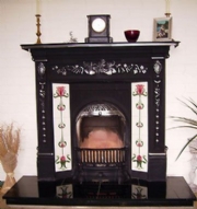 Fern 48&#39; Shelf Cast Iron Fireplace