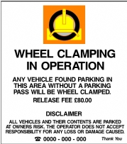 Wheel Clamp Signs