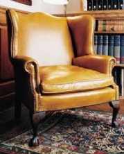 Georgian Wide Wing Chair In Leather