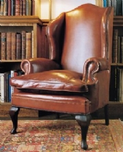 Queen Anne Wing Chair in Leather