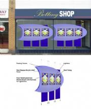 External betting shop example with acrylic panel