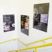 Educational signage in stairwells and corridors