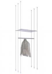Suspended Hanging Rail with Safety Glass Shelf
