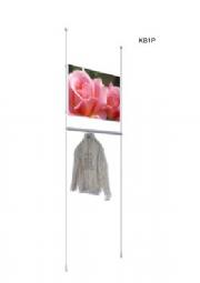 Suspended Garment Rail Display with A2 Landscape Poster Holder
