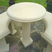 Country Stone Pedestal Table and Bench