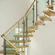 Ash Veneer Stairs with Toughened Glass Panels