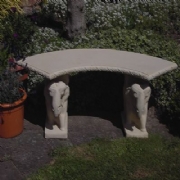 Stone Curved Elephant Garden Bench 