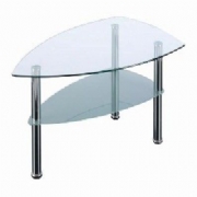 Boat shaped two tier glass coffee table