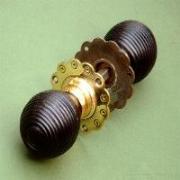 Ebonised Beehive Rim or Mortise Knobs with Flower Back Plate