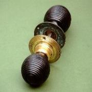 Ebonised Beehive Rim or Mortise Knobs with aged back plate