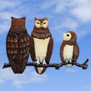 Painted Owl Family Weather Vane