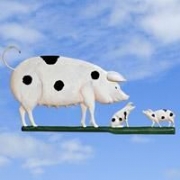 Sow and Piglet Painted Family Weather Vane