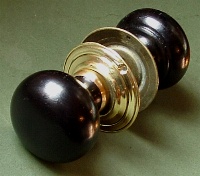 Large Ebonised and Brass Bun Rim or Mortise Knobs