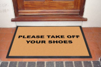 Please Take Off Your Shoes Door Mat: 60 x 85cm Beige