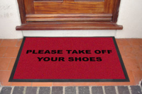 Please Take Off Your Shoes Door Mat: 60 x 85cm Brick Red