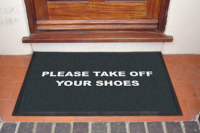 Please Take Off Your Shoes Door Mat: 60 x 85cm Charcoal