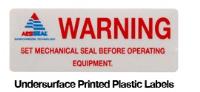 Undersurface printed plastic labels