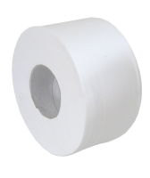 2 Ply White Mini Jumbo Toilet Rolls, 60mm core (12 rolls)