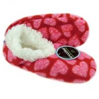 Snoozies! Slippers / Socks - Leopard Hearts - Red