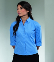 Russell Collection Ladies 3/4 Sleeve Easy Care Fitted Poplin Shirt