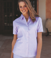 Russell Collection Ladies Short Sleeve Easy Care Oxford Shirt