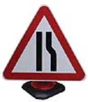 JSP Road Narrows Right Cone Sign