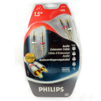 Philips HQ Shielded Twin RCA Phono Plugs to Sockets Extension 1.5m