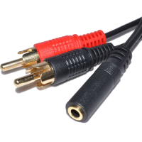 Gold 3.5mm Stereo Jack Socket to 2 Phono RCA Plugs Adapter Cable