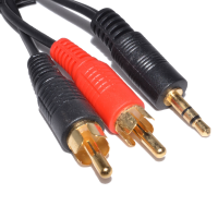 Gold 3.5mm Stereo Jack Plug to 2 Phono Plugs Gold Adapter Cable