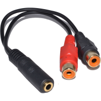 Gold 3.5mm Stereo Jack Socket to 2 Phono RCA Sockets Adapter Cable SHO