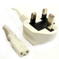 Power Cord UK Plug to Figure 8 Fig of 8 Lead Cable C7  3m White