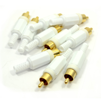 Phono Gold Plug End White Gold Solderable Connection Male [10 PACK]